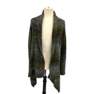 89th & Madison Green Ombré Knit Open Front Cardigan Sweater Size Large
